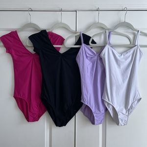 Lot of 4 Wear Moi Leotards Pinch Front Cap Sleeve Camisole Sz S Abbie Candide